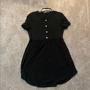 SHEIN Black Mini Dress with Button Detail